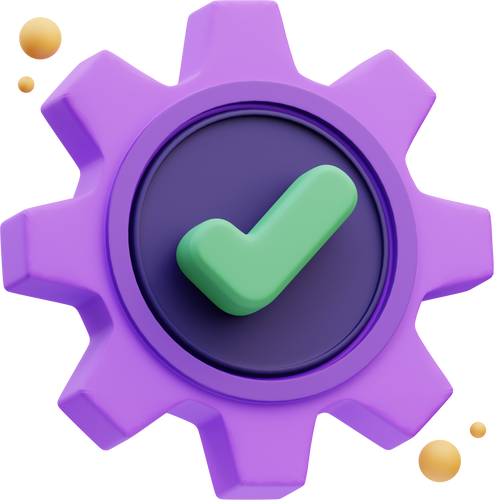 Gear setting Quality control, 3d Illustration